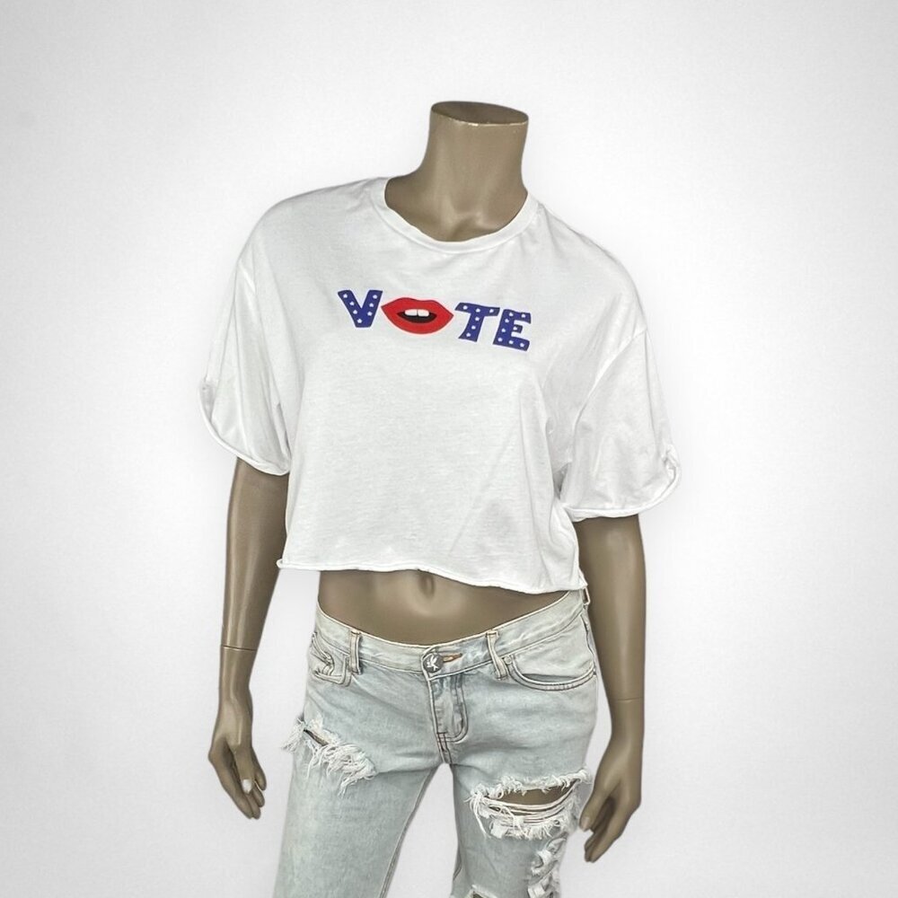 H&M Small VOTE Graphic Cropped T-Shirt Casual